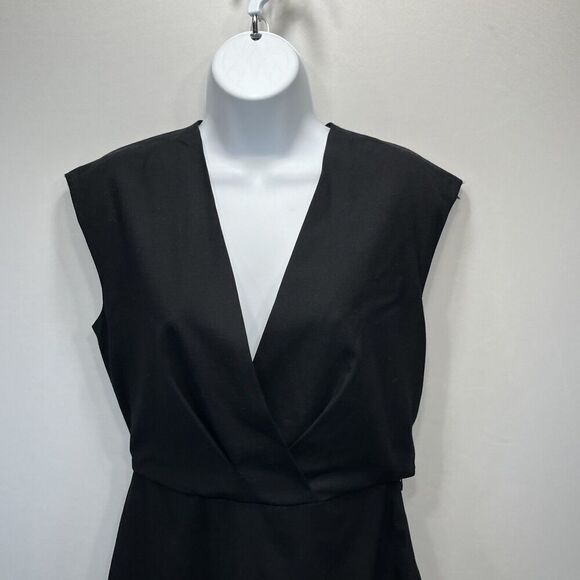 J Crew  VNeck Wrap Front Sheath Dress Sz 4 Black Fine Wool Lined F4013 Classic - Picture 3 of 12